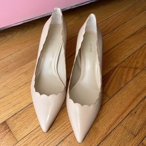 Lands End NEW 9.5 Light Pink/Nude Scalloped Pointy Toe Heels Pump Shoe